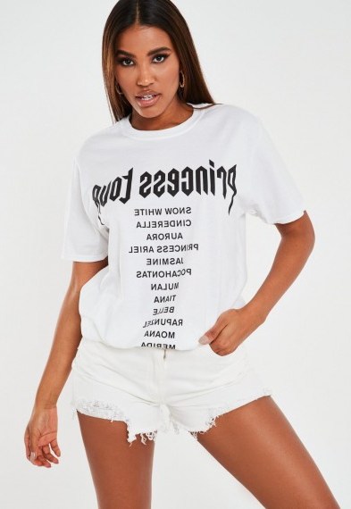 MISSGUIDED white princess tour graphic print short sleeve t shirt - flipped