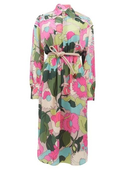 FENDI Windflower floral-print crinckled silk shirt dress | vintage look fabrics - flipped