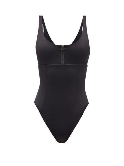 DOS GARDENIAS Wonder zip-front swimsuit ~ black swimsuits - flipped