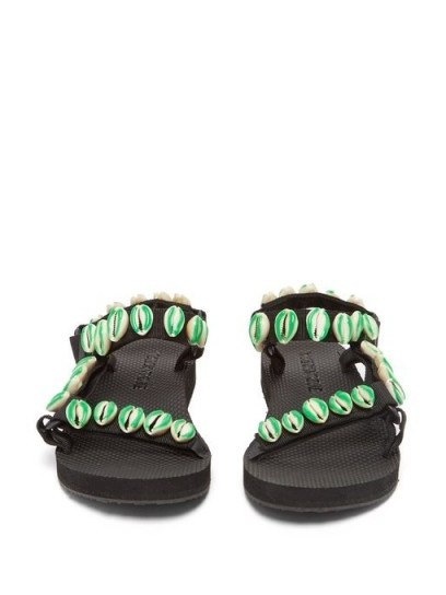 ARIZONA LOVE X Timeless Pearly shell-embellished sandals in black and green | shells | inspired by the ocean - flipped
