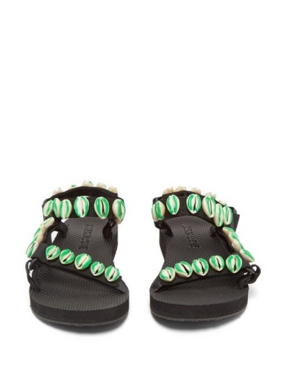 ARIZONA LOVE X Timeless Pearly shell-embellished sandals in black and green | shells | inspired by the ocean