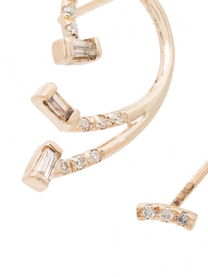 XIAO WANG 14K yellow gold gravity diamond earrings ~ mismatched earrings