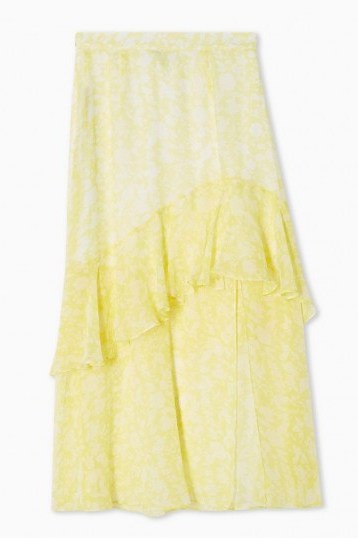 Topshop Yellow Chiffon High Low Ruffle Skirt - flipped