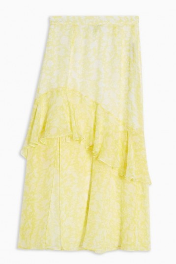 Topshop Yellow Chiffon High Low Ruffle Skirt