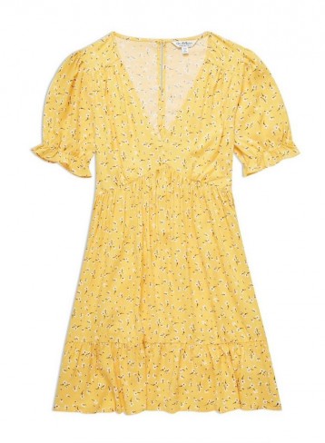 Miss Selfridge Yellow Ditsy Print Eloise Tier Tea Dress