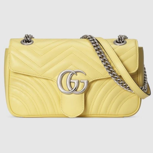 GUCCI GG Marmont small shoulder bag in pastel yellow leather