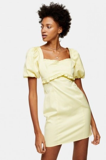 Topshop Yellow Poplin Tea Dress | puff sleeve summer frock - flipped