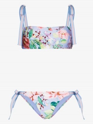 Zimmermann Bellitude Floral Print Bikini / blue side tie bikinis - flipped