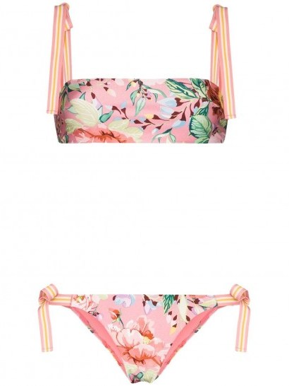 ZIMMERMANN Bellitude pink floral-print bikini set ~ pretty flower print bikinis - flipped