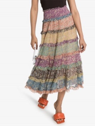 Zimmermann Carnaby Tiered Midi Skirt / multi-coloured florals - flipped