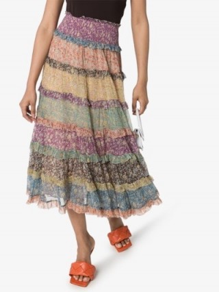 Zimmermann Carnaby Tiered Midi Skirt / multi-coloured florals