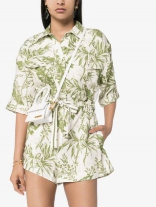 Zimmermann Empire Leaf Print Playsuit | green and white playsuits