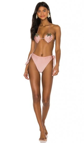 ADRIANA DEGREAS Strawberry High Leg Bikini Set Rose / print bikinis - flipped