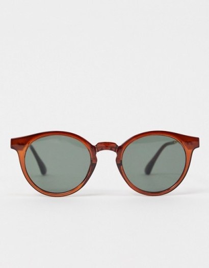 A.Kjaerbede round sunglasses in brown with metal detailing - flipped