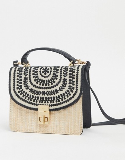 ALDO Liabel artisan pattern handbag in black / small grab handle handbags