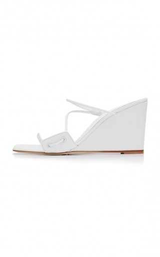 Christopher Esber Alexa Strappy Leather Wedge Sandals ~ white wedges - flipped