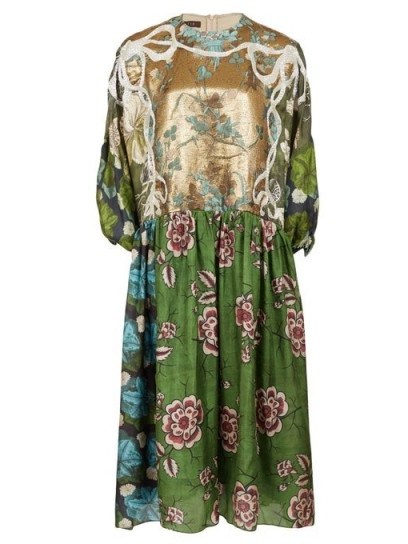 BIYAN Algo embroidered floral-print silk-blend dress ~ multi-prints - flipped