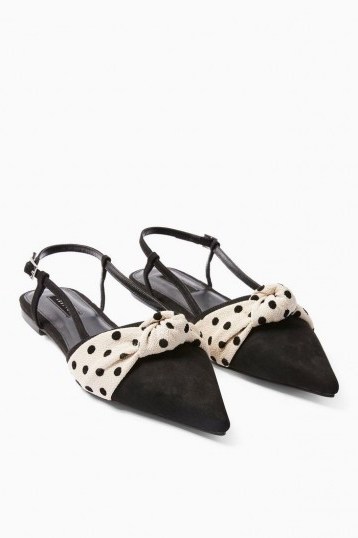 TOPSHOP ALVA Black And White Knot Flat Shoes - flipped