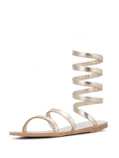 ANCIENT GREEK SANDALS Ofis spiral sandals ~ metallic ankle strap flats - flipped