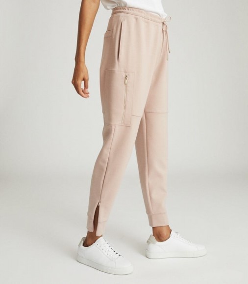 REISS ANGELINA JERSEY JOGGERS BLUSH / luxe jogging bottoms
