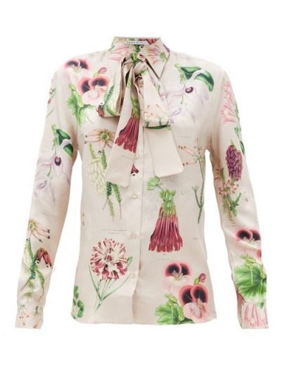 ALISTER MACKIE Annotated floral-print silk-twill shirt ~ flower printed shirts - flipped