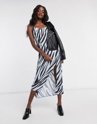 Another Reason maxi slip dress in tiger print with split / mono prints