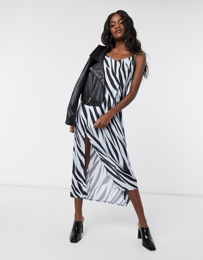 Another Reason maxi slip dress in tiger print with split / mono prints - flipped