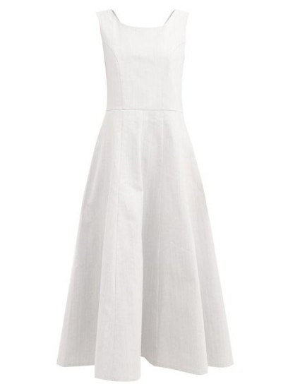 GIOIA BINI Anya cotton-twill midi dress ~ white longline summer dresses - flipped