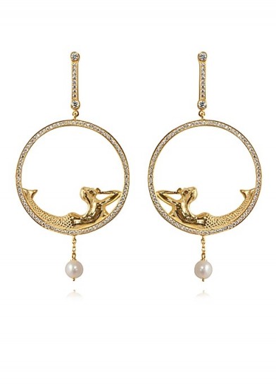 APPLES & FIGS 24k gold vermeil mermaid & pearl earrings / mermaids & pearls