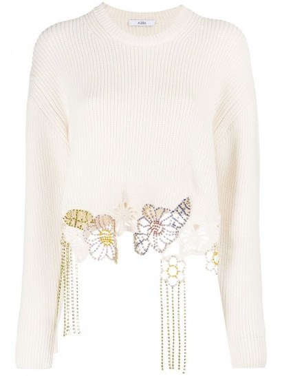 AREA crystal-embellished knitted jumper ~ luxury statement knitwear - flipped