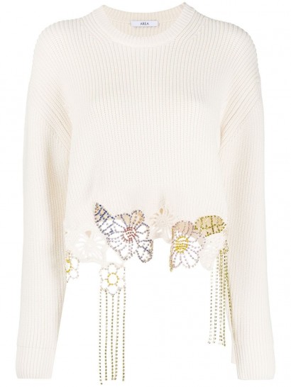 AREA crystal-embellished knitted jumper ~ luxury statement knitwear