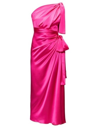 DOLCE & GABBANA Pink asymmetric knotted silk-satin dress ~ glamorous Italian event wear - flipped