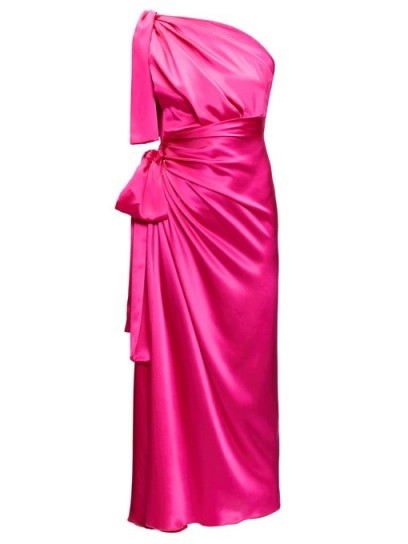 DOLCE & GABBANA Pink asymmetric knotted silk-satin dress ~ glamorous Italian event wear