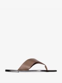 ATP Atelier Khaki Merine Leather Sandals / wide strap summer flats