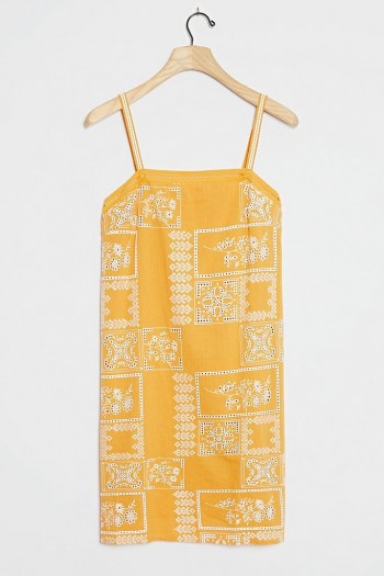 ANTHROPOLOGIE Akriti Square Neck Cami Dress in Maize ~ yellow summer slip dresses