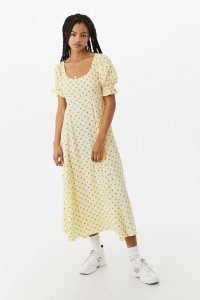 Faithfull The Brand Linnie Midi Dress / yellow puff sleeve summer dresses