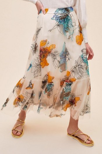Mathilde Embroidered Tulle Maxi Skirt - flipped