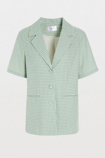 Hosbjerg Sarah Gingham Blazer Green ~ short sleeve summer jackets
