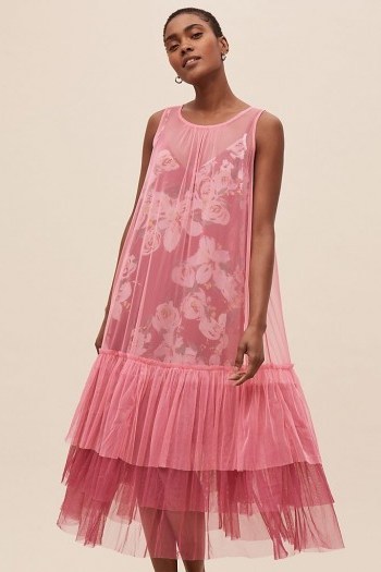 Alice Archer x Anthropologie Trixie Tulle Midi Dress / sheer overlay dresses - flipped