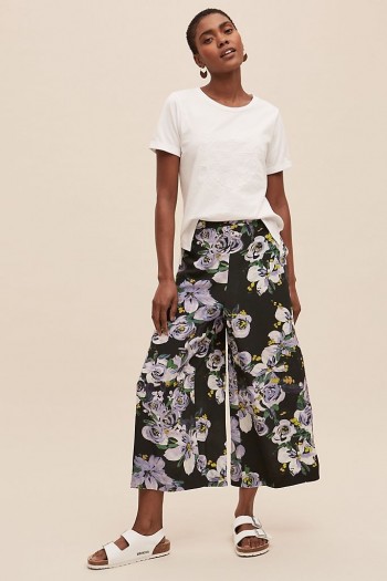 Alice Archer x Anthropologie Floral-Print Wide-Leg Trousers