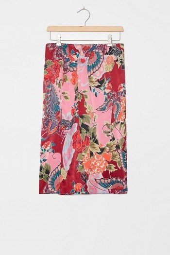 ANTHROPOLOGIE Mariana Sarong Midi Skirt / flower & butterfly prints - flipped