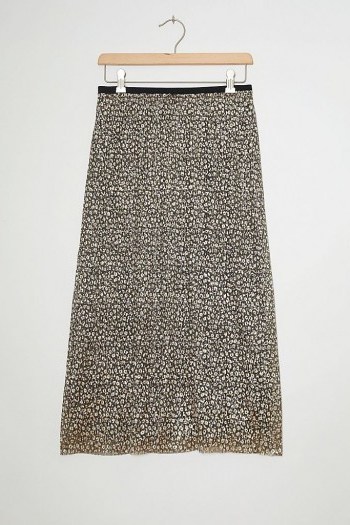 Maeve Anina Shimmer Midi Skirt Gold / metallic thread skirts - flipped
