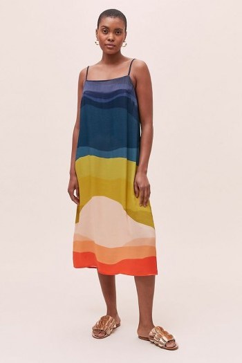 Anthropologie Maggie Slip Midi Dress | multicoloured cami dresses - flipped
