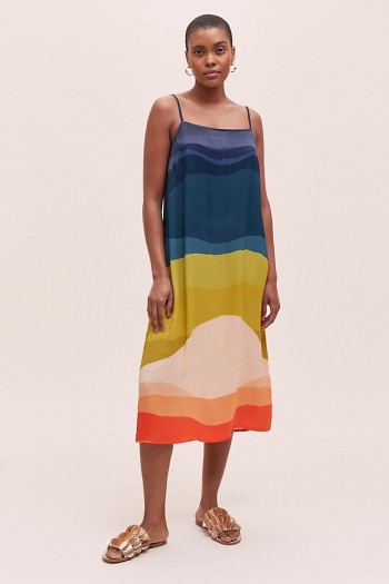 Anthropologie Maggie Slip Midi Dress | multicoloured cami dresses