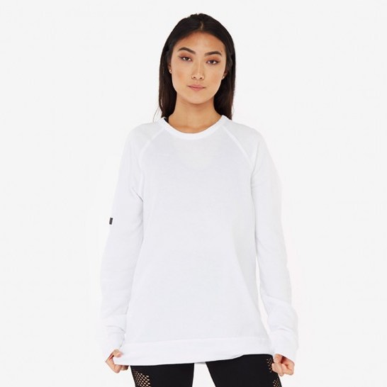 base california womens sweatshirt – white White Find freedom in our lightweight do Base California Women’s Sweatshirt, made with super-soft 100% Pima cotton designed in a contemporary relaxed style for everyday comfort. - flipped
