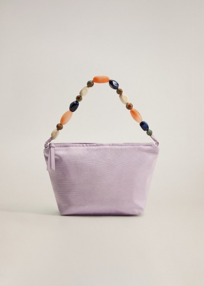 MANGO Beads strap bag lilac | small bead handle bags