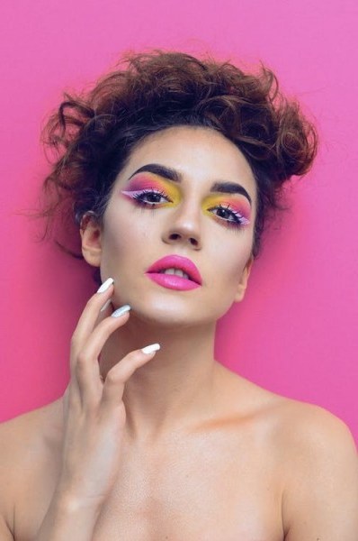 Beauty Model in Colourful makeup - flipped