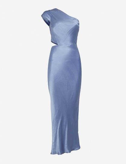 BEC & BRIDGE Delphine satin midi dress in Cornflower / blue slinky cut-out dresses - flipped
