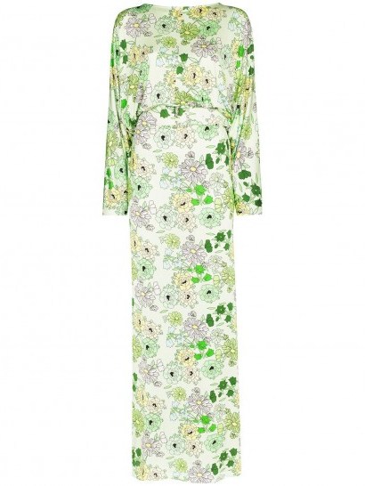 Bernadette Elizabeth belted floral-print dress / green belted waist maxi - flipped