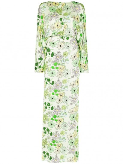 Bernadette Elizabeth belted floral-print dress / green belted waist maxi